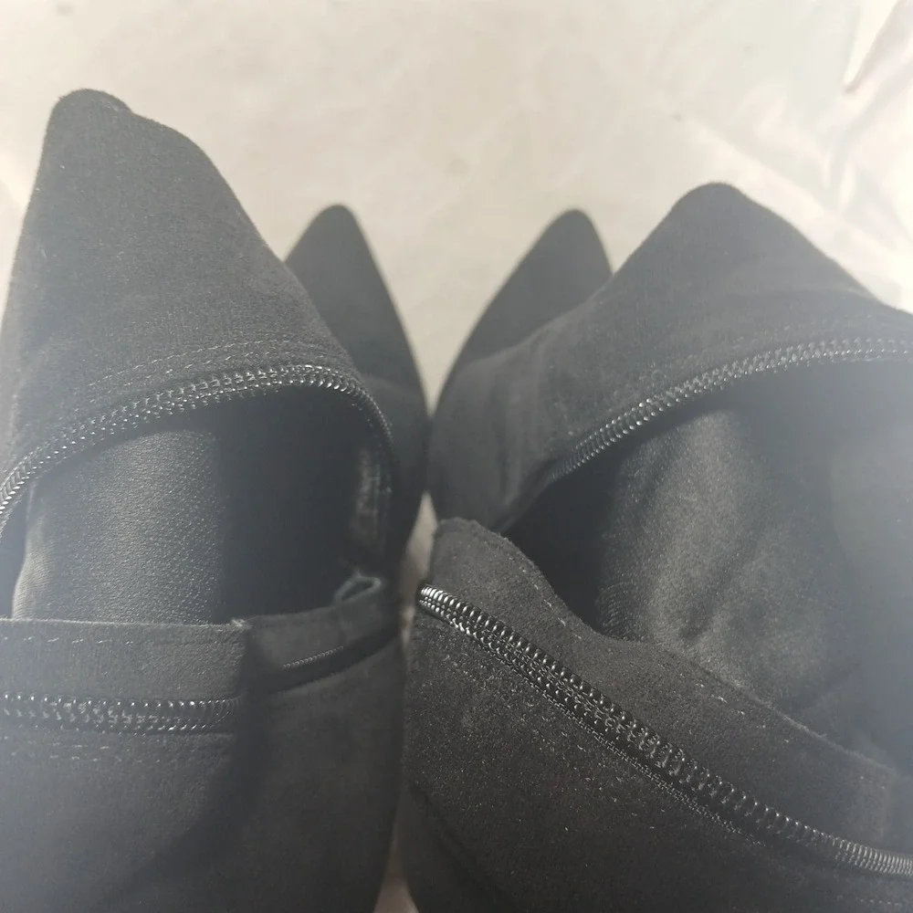 Olivia James Women Black Faux Suede Over The Knee Stiletto Boots Pointed Toe 8.5